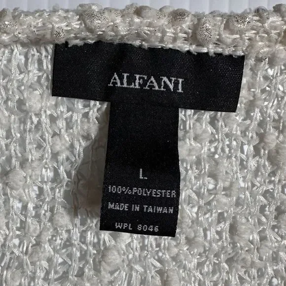 Alfani Top Women’s Size L Large Cream Gold Open Knit Quarter Zip Popover NWT - Picture 7 of 10